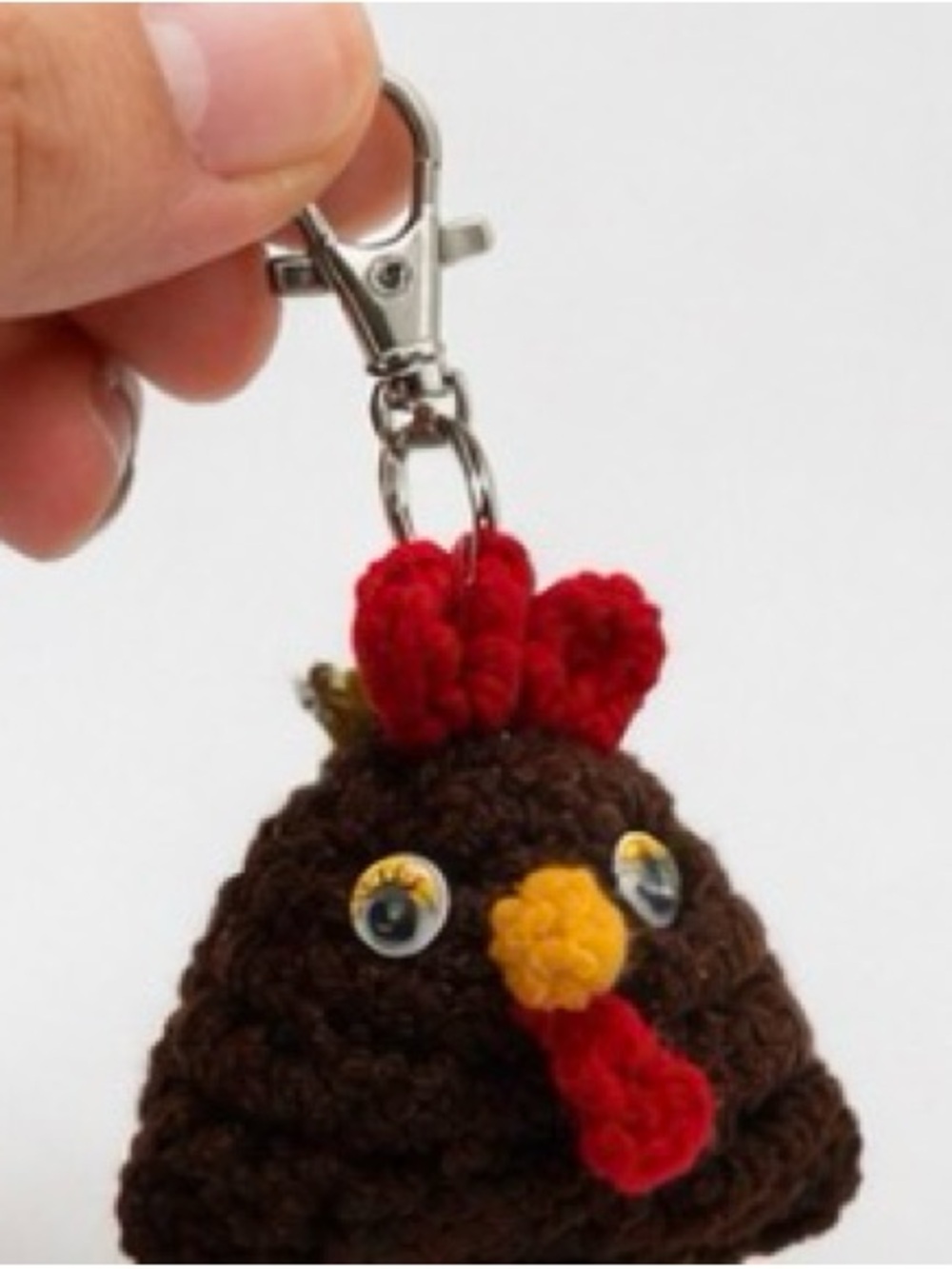 Handmade Crochet Chicken Keychain animal charm 1.5 inch for keys, bagpack purse